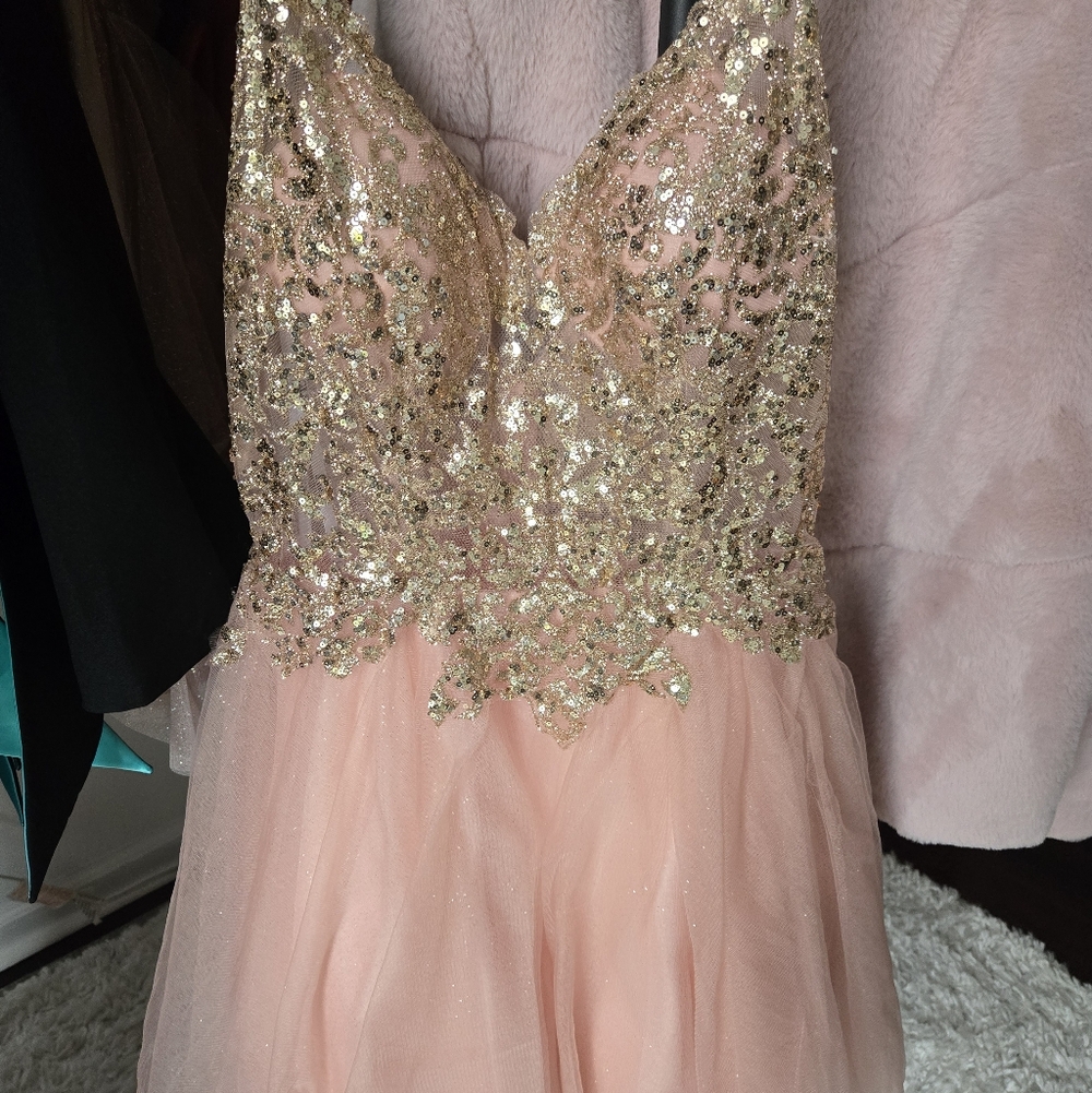 Pink and Gold Sequin Cocktail Dress, Size S